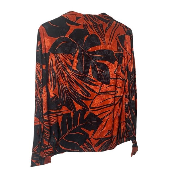 Zara blouse button down red black size S long sleeve satin feel NWT - Picture 2 of 6